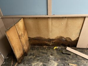 Basement water intrusion-no front gutters allowed for water penetration